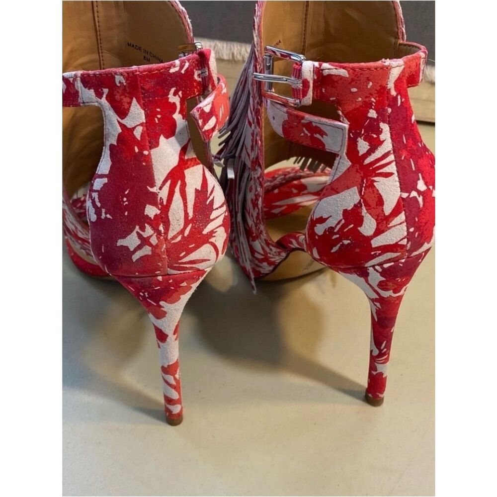 Banana Republic Red and White Fringe Braided Strap Heels - Picture 4 of 5